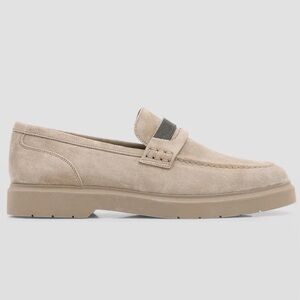 NWT Brunello Cucinelli 39 Suede Monili Casual Loafers Crystals Leather Flats